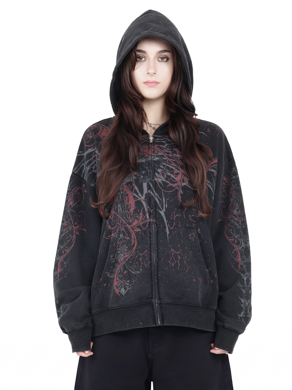 Skeletal Zip Hoodie - BRUISED LA